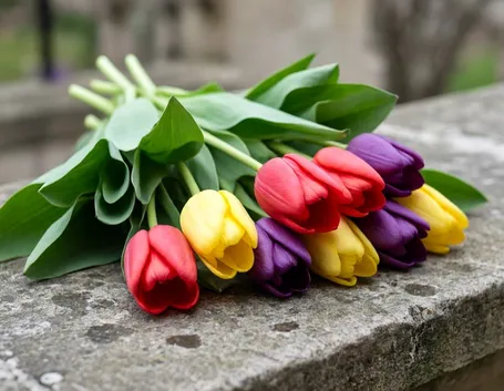 bouquet di tulipani rossi e gialli-1