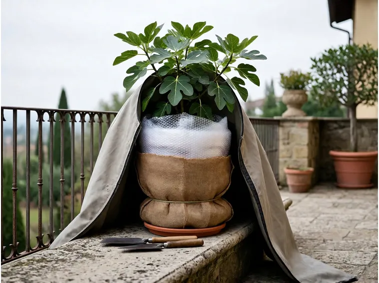 Fico in vaso e rimozione delle protezioni in primavera