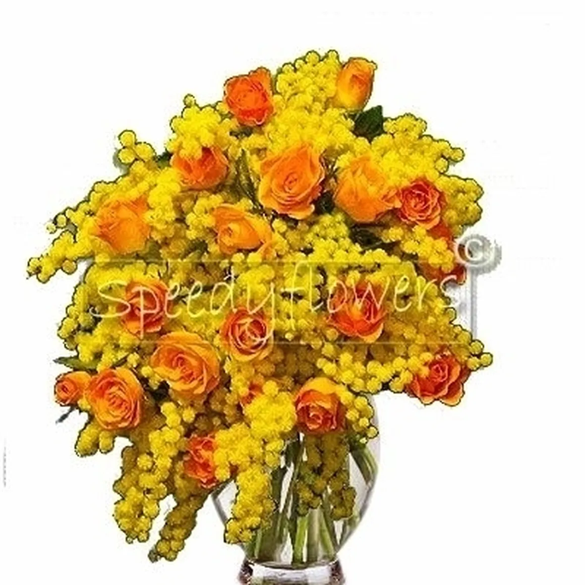 cuore funebre di rose e mimosa